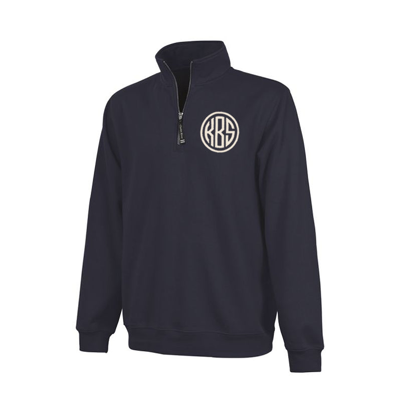 monogram pull over quarter zip