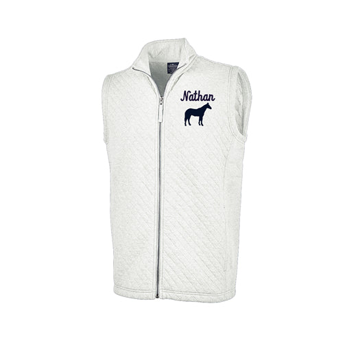 Men's Quilted Vest With Horse Image