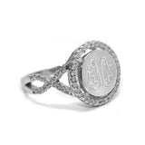 Round monogrammed Ring with CZ