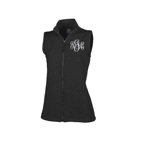 monogrammed quilted vest, sweatshirt vest, personalized quilted vest for women