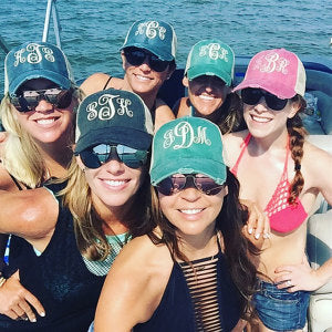 Monogram Trucker Hats by Pretty Personal Gifts are a girls weekend favorite!