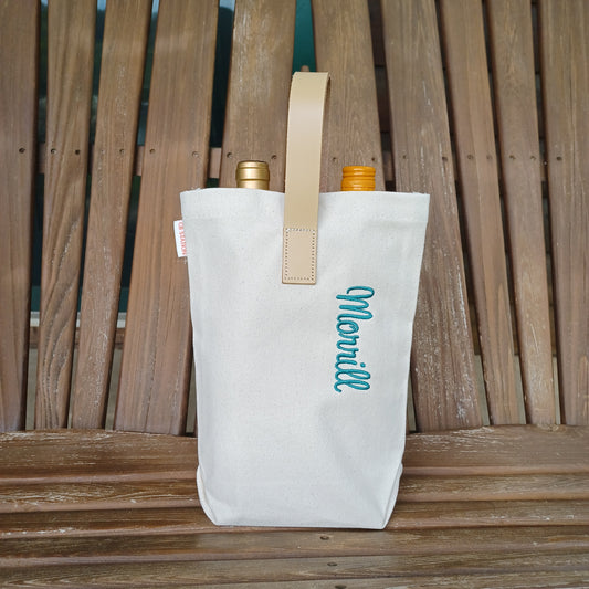Personalized Wine Carrier Bag, Holds 2 Wine Bottles