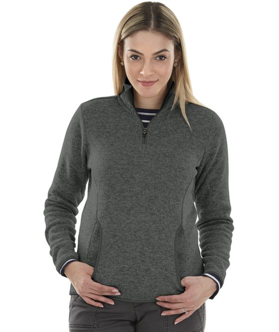 Ladies Pickleball Charles River Apparel Heathered Sweater Fleece 1/4 Zip Pullover