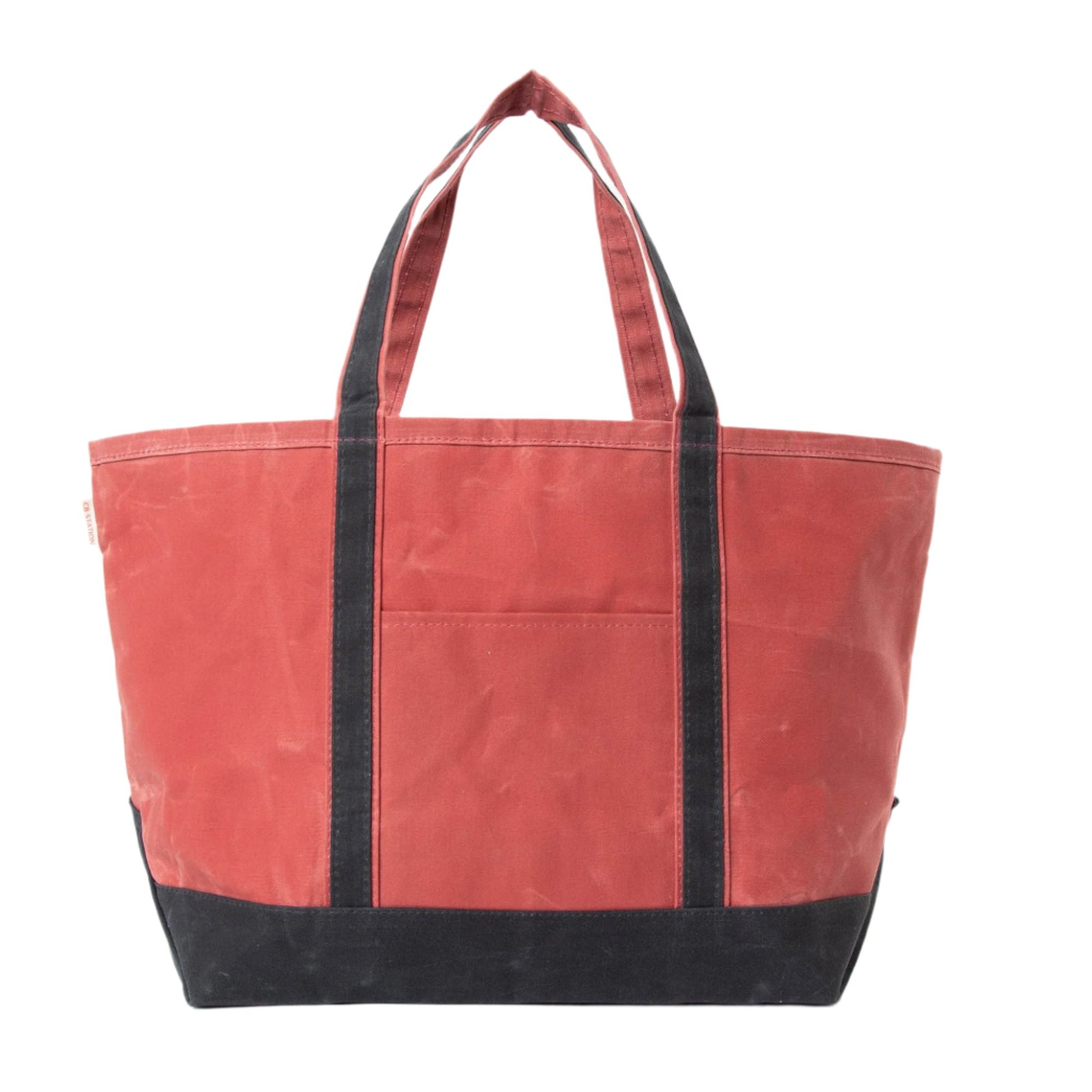 faded red waxed canvas tote