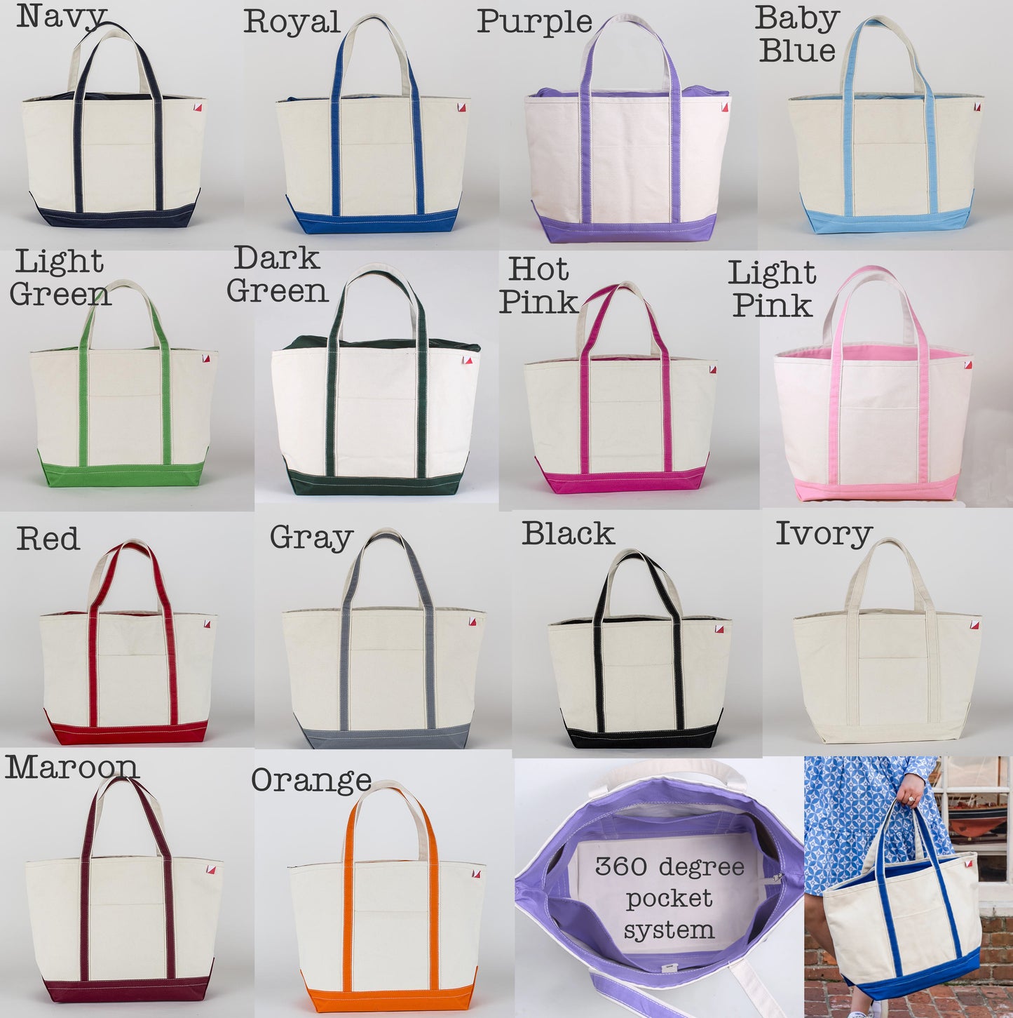 color chart for canvas tote bags
