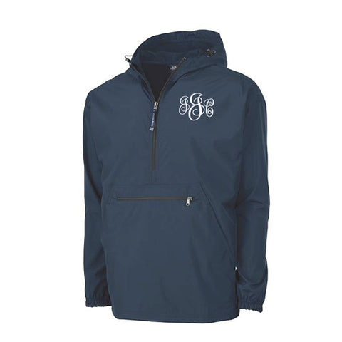 Monogrammed Unlined Lightweight Pullover Rain Jacket