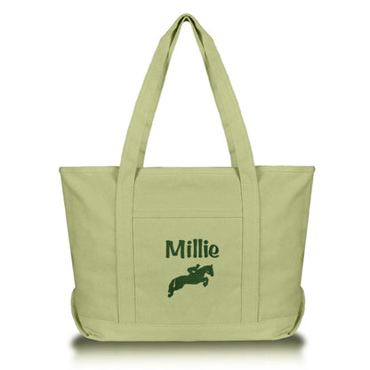 sage green tote bag for equestrians