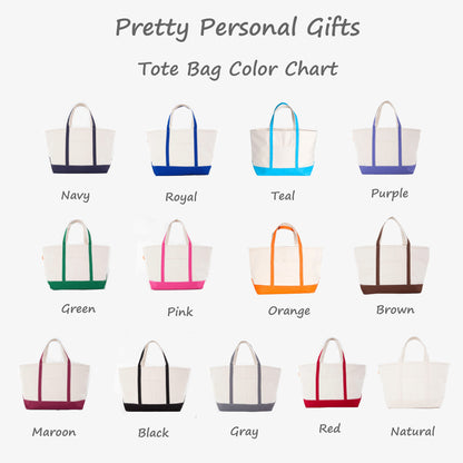 Color chart of tote bags in various colors on a white background