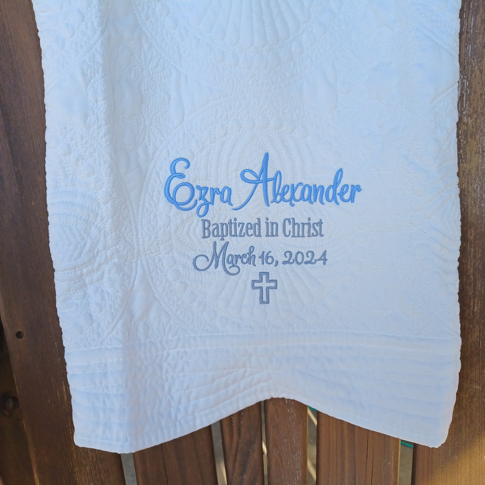 Baby Baptism Quilt for Christening Gift