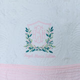 Heirloom Style Baby Quilt with Berry Crest Monogram