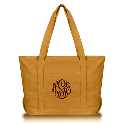 Butterscotch Gold Tote Bag with Embroidered Monogram