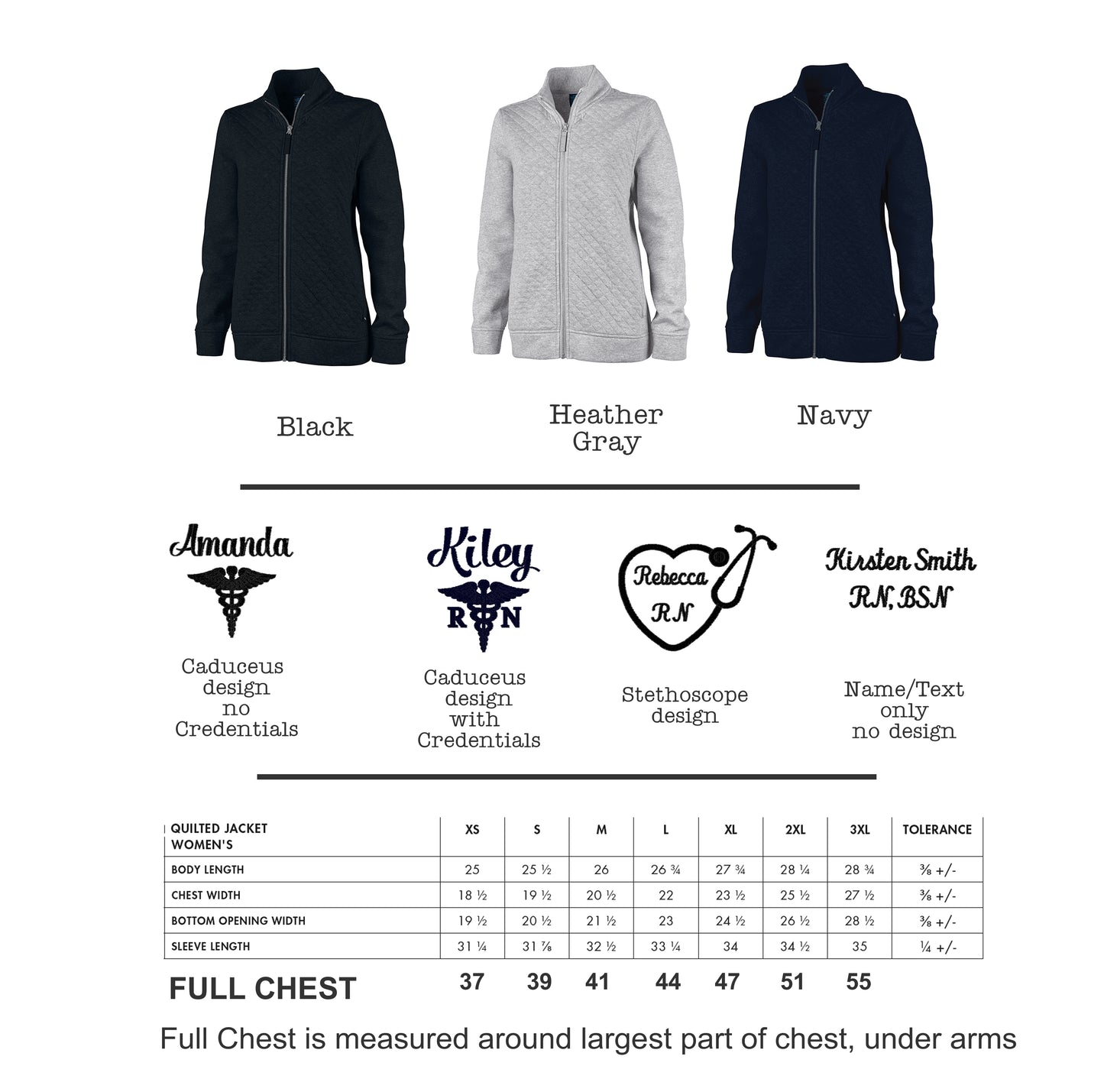Quilted Ladies RN Doctor Jacket