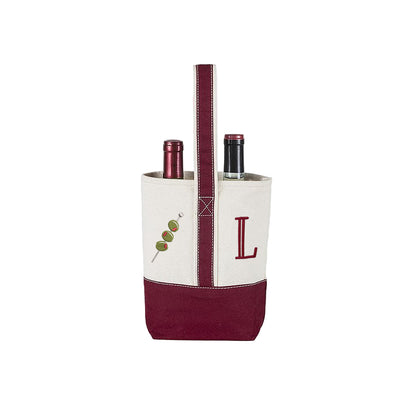 Bachelorette Party Favor Bag - Personalized Canvas Two Bottle Wine Icon Tote