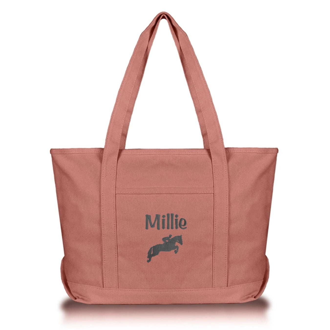 dusty rose pink canvas horse tote