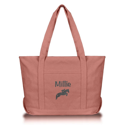 dusty rose pink canvas horse tote