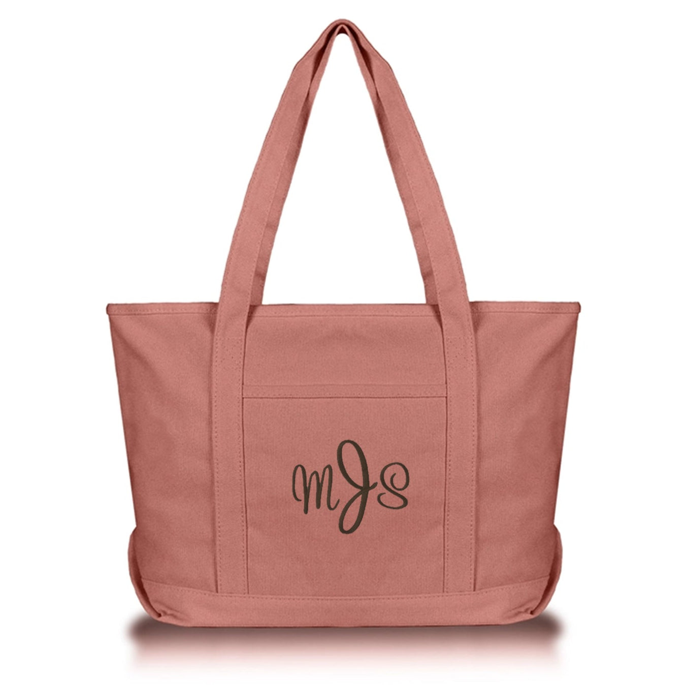 Dusty Rose Colored Tote with Embroidered Monogram