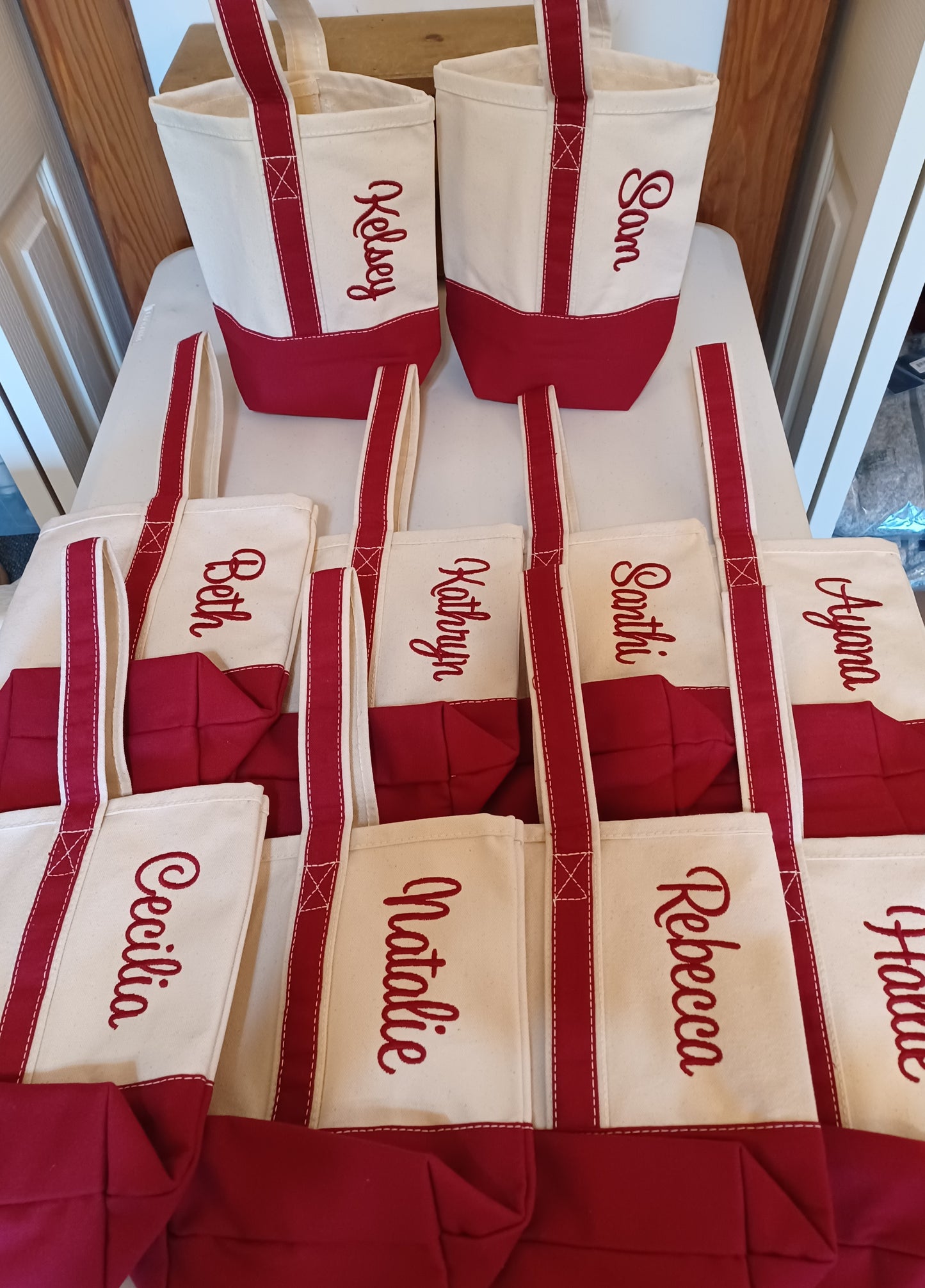 Two Bottle Wine Totes with Embroidered Name