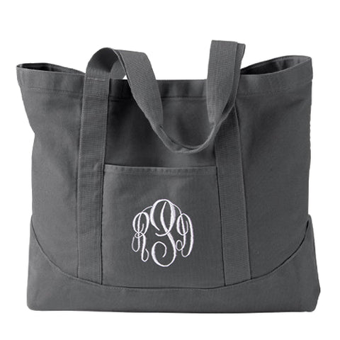 Monogram Tote Bag - Personalized Tote Bag - Large Canvas Monogrammed Tote  Bag - Canvas Boat Tote Beach Bag - Monogram Bridesmaid Tote Bag 