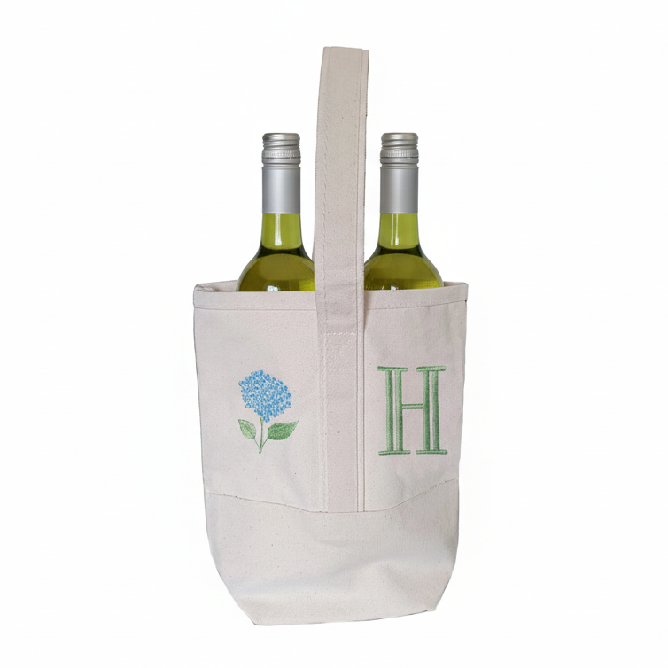 Bachelorette Party Favor Bag - Personalized Canvas Two Bottle Wine Icon Tote