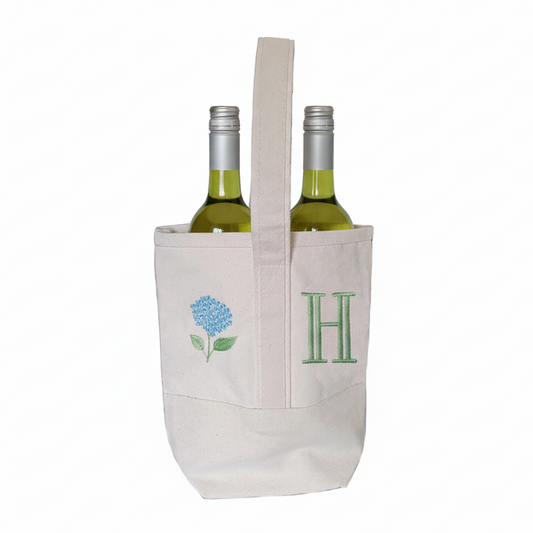 Bachelorette Party Favor Bag - Personalized Canvas Two Bottle Wine Icon Tote