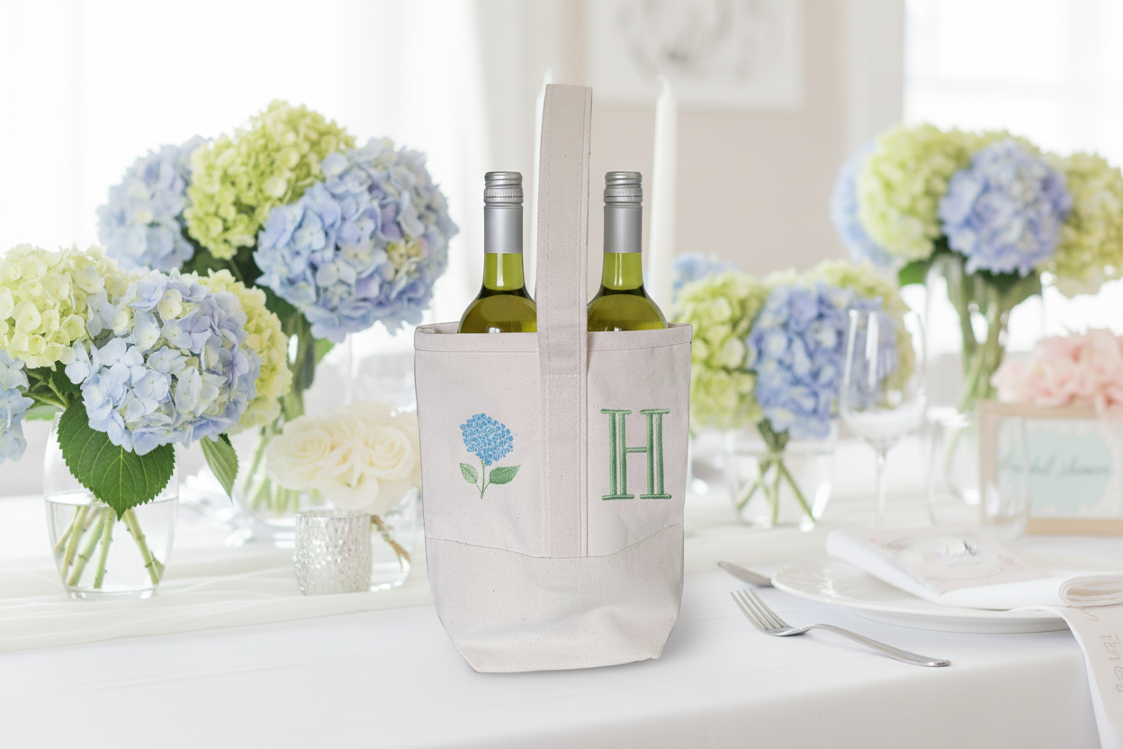 Bachelorette Party Favor Bag - Personalized Canvas Two Bottle Wine Icon Tote
