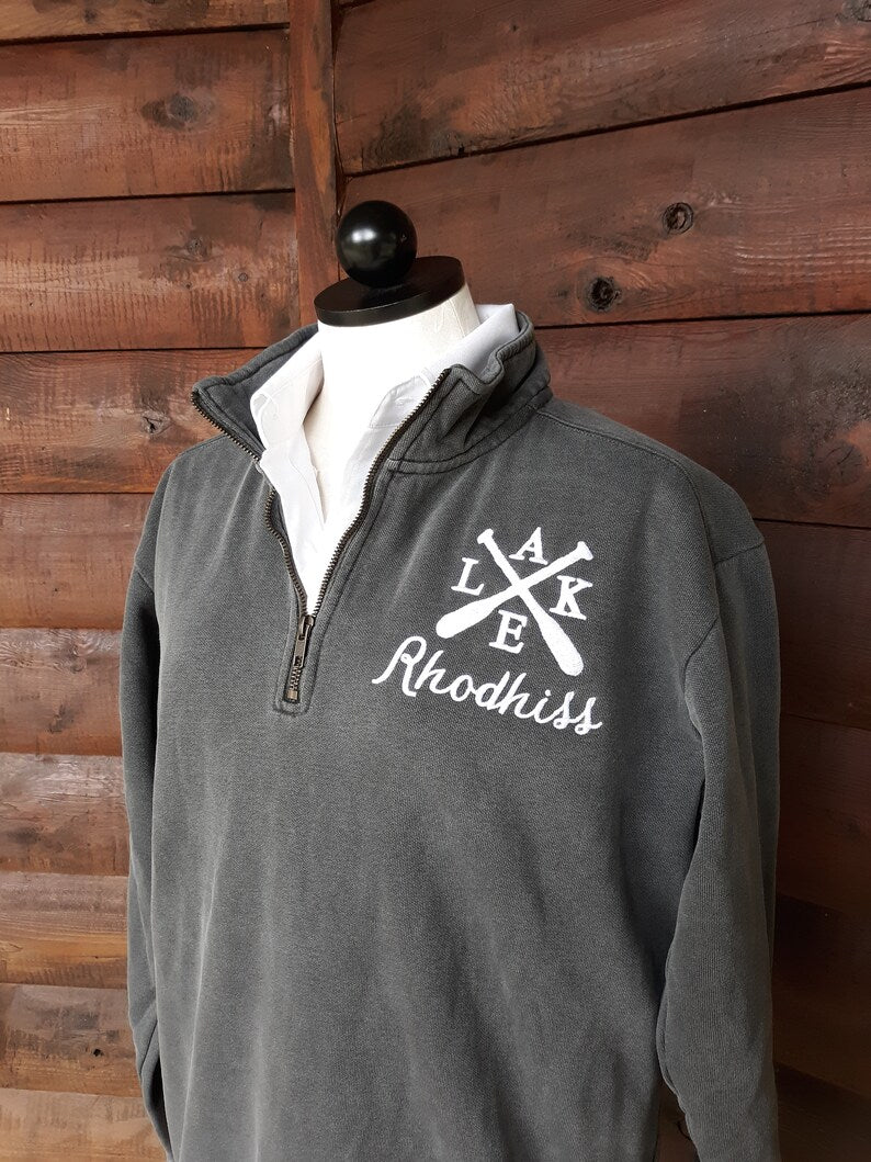 Comfort Colors Quarter Zip Pullover Sweatshirt with Any Lake Name