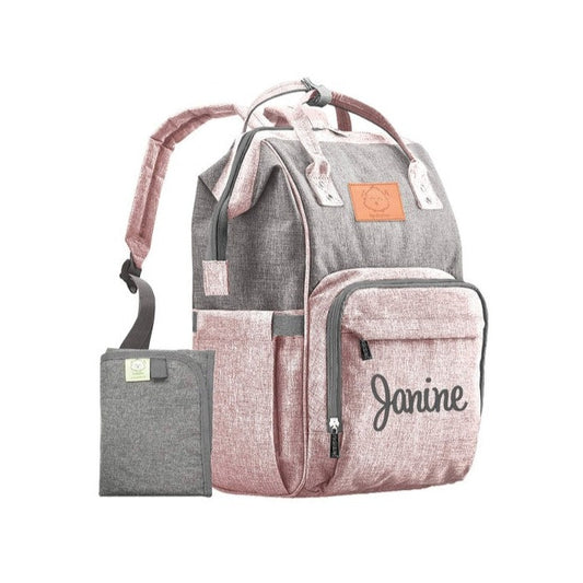 Pink and Gray Diaper Bag Backpack