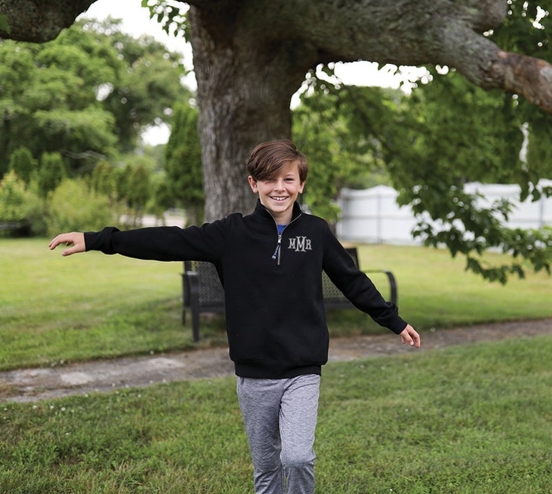 Youth Size Charles River Apparel Crosswind Quarter Zip Pullover with Embroidered Monogram