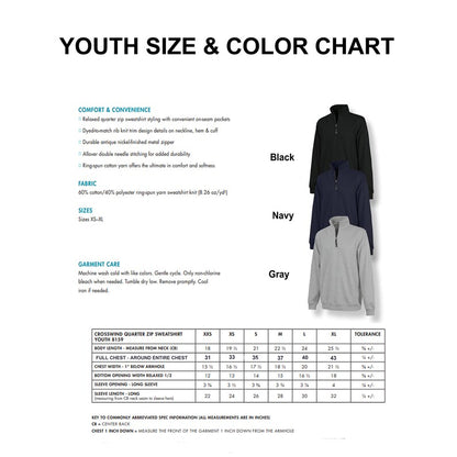 Youth Size Charles River Apparel Crosswind Quarter Zip Pullover with Embroidered Monogram