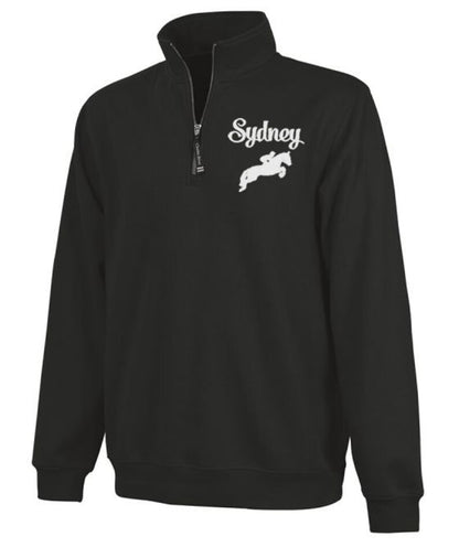 Youth Quarter Zip Sweatshirt with Horse Image