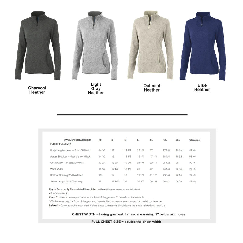 Ladies Tennis Charles River Apparel Heathered Sweater Fleece 1/4 Zip Pullover