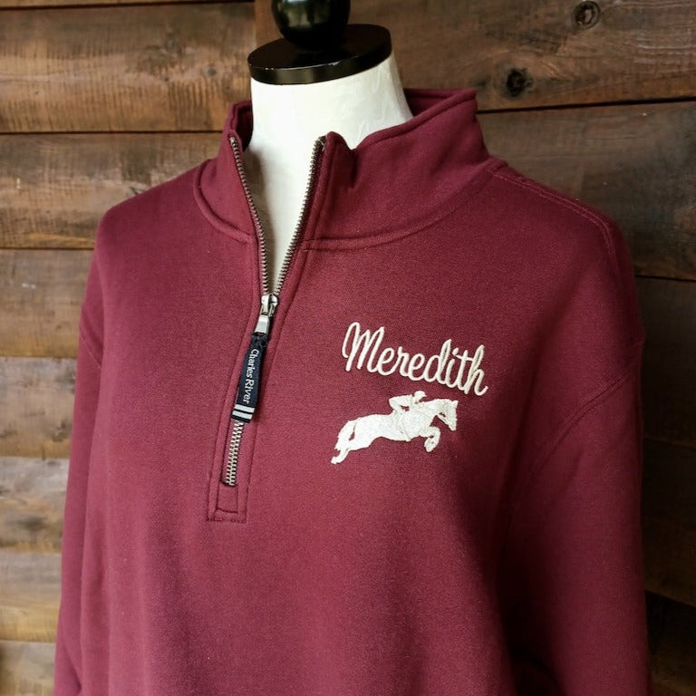 Adult Quarter Zip Sweatshirt with Horse Image