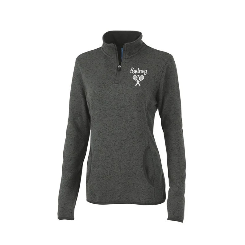 Ladies Tennis Charles River Apparel Heathered Sweater Fleece 1/4 Zip Pullover