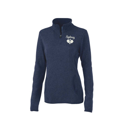 Ladies Pickleball Charles River Apparel Heathered Sweater Fleece 1/4 Zip Pullover
