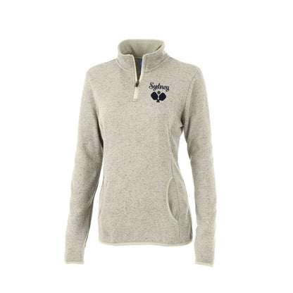 Ladies Pickleball Charles River Apparel Heathered Sweater Fleece 1/4 Zip Pullover