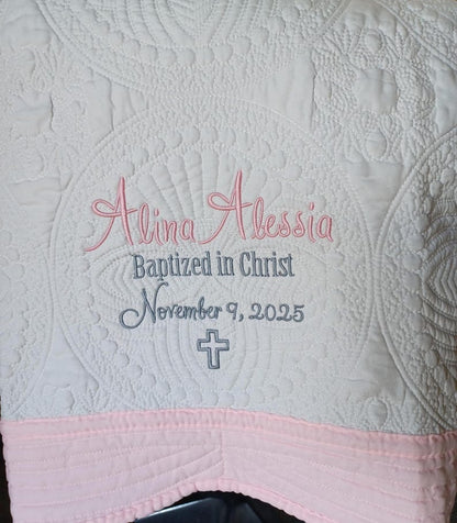 personalized baptism keepsake quilt 