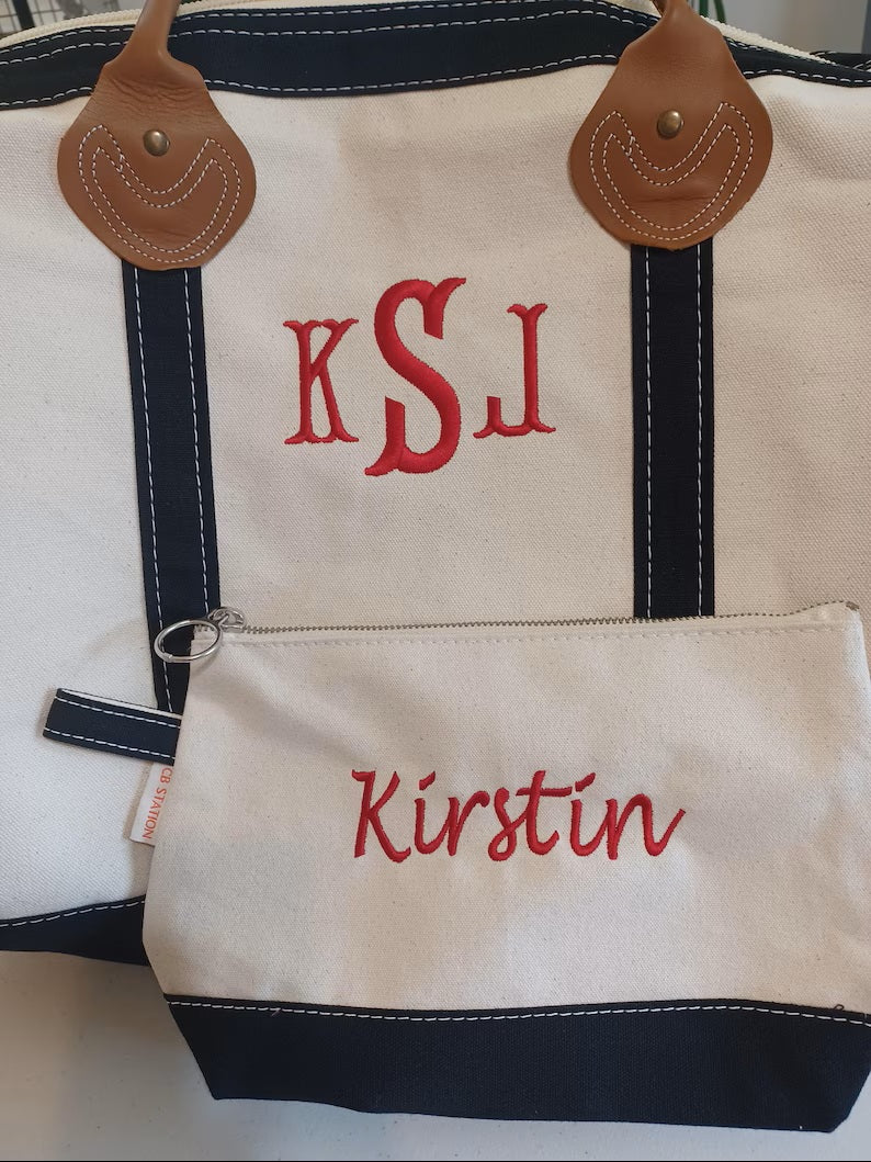 Personalized Weekender Duffel Bag with Matching Cosmetic Bag