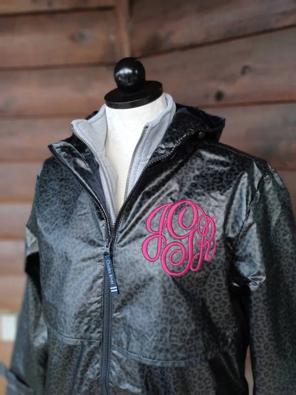 Leopard Print Rain Jacket with Monogram