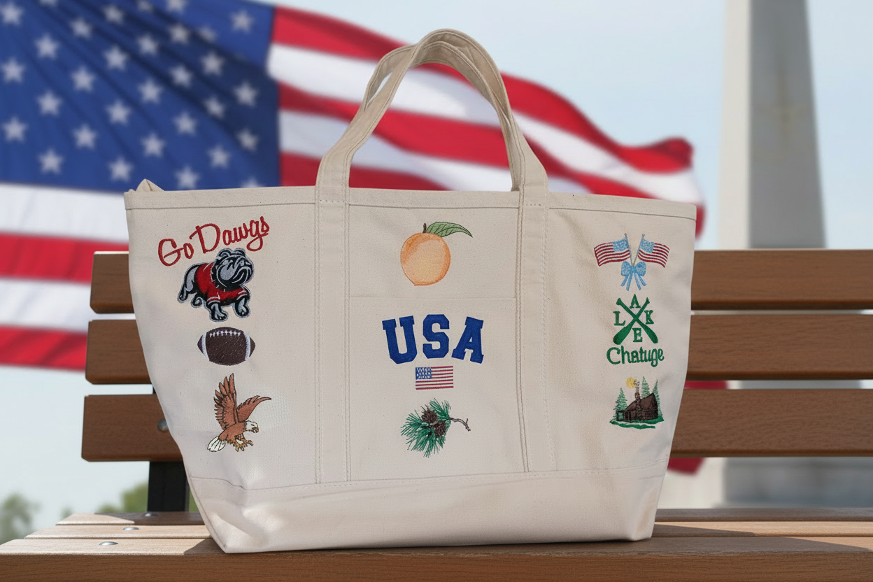 My Favorite Things Embroidered Analog Hobby Tote Bag