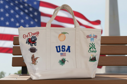My Favorite Things Embroidered Analog Hobby Tote Bag