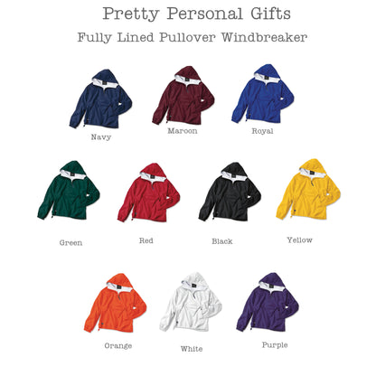 Charles River Apparel Monogrammed Windbreaker Pullover Jacket 10 colors