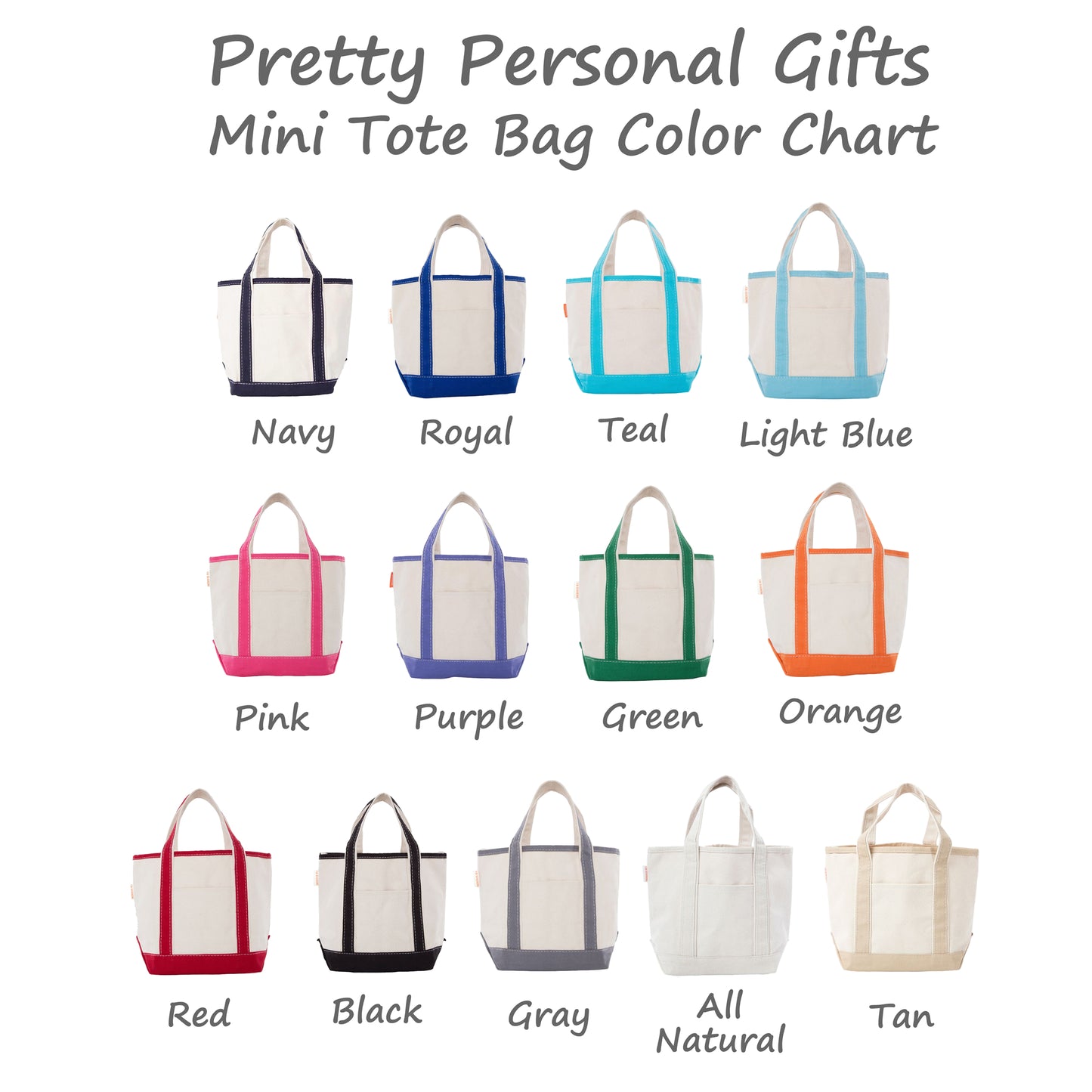 Mini Canvas Tote Bag with Embroidered Name
