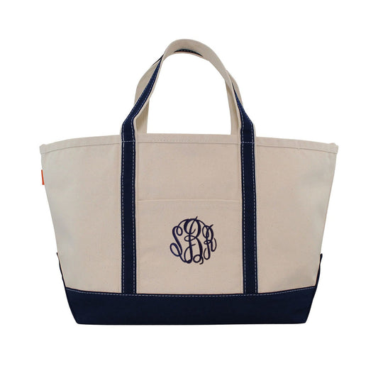 Navy Tote for Boat with embroidered monogram