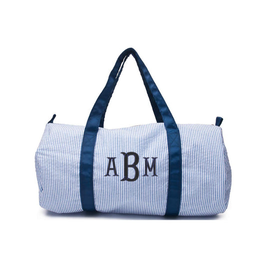 seersucker duffle bag personalized with child's monogram