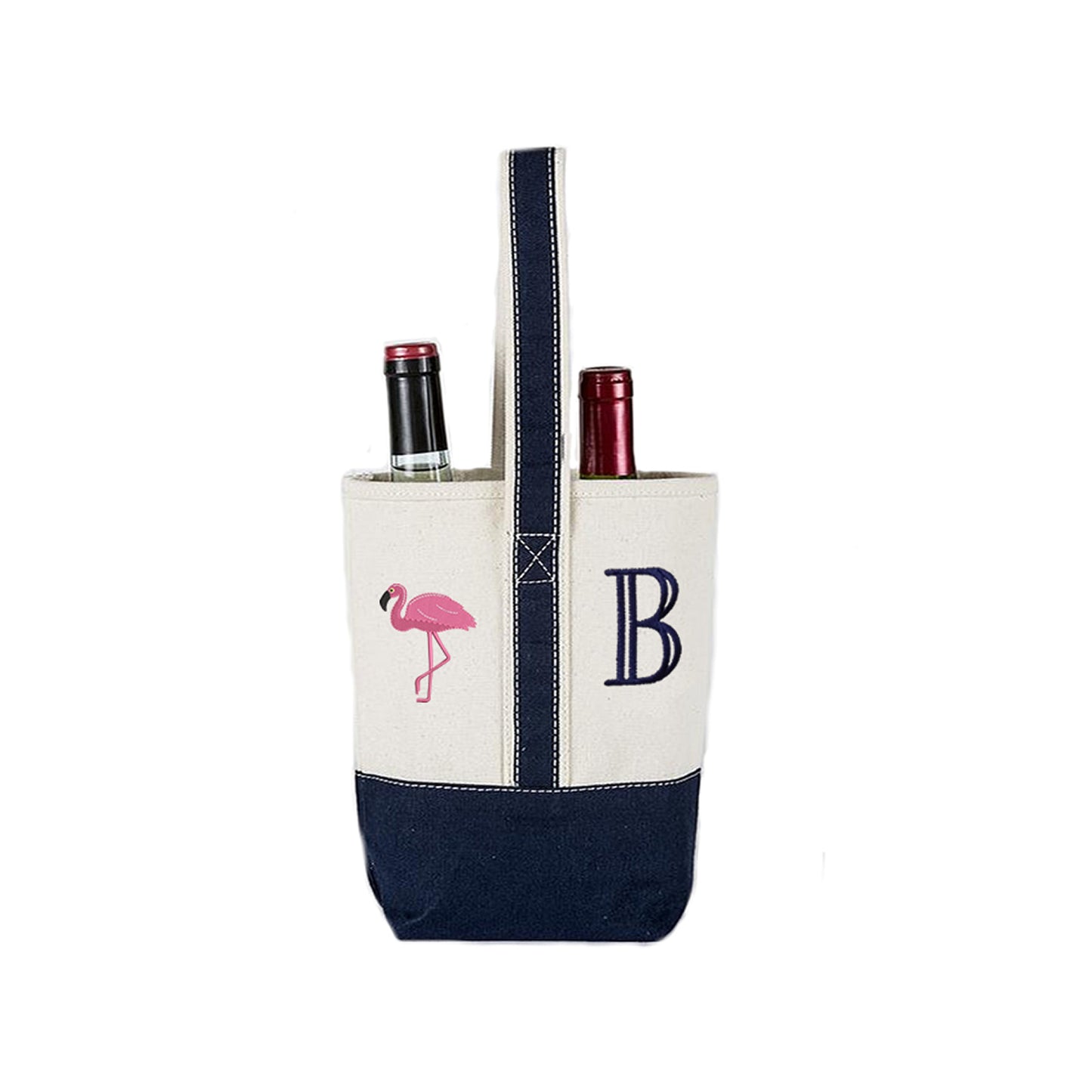 Bachelorette Party Favor Bag - Personalized Canvas Two Bottle Wine Icon Tote
