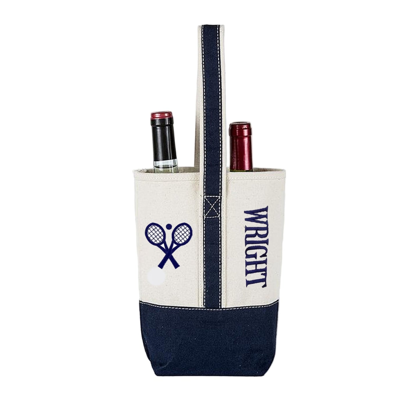 Bachelorette Party Favor Bag - Personalized Canvas Two Bottle Wine Icon Tote