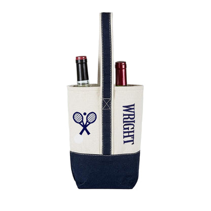 Bachelorette Party Favor Bag - Personalized Canvas Two Bottle Wine Icon Tote