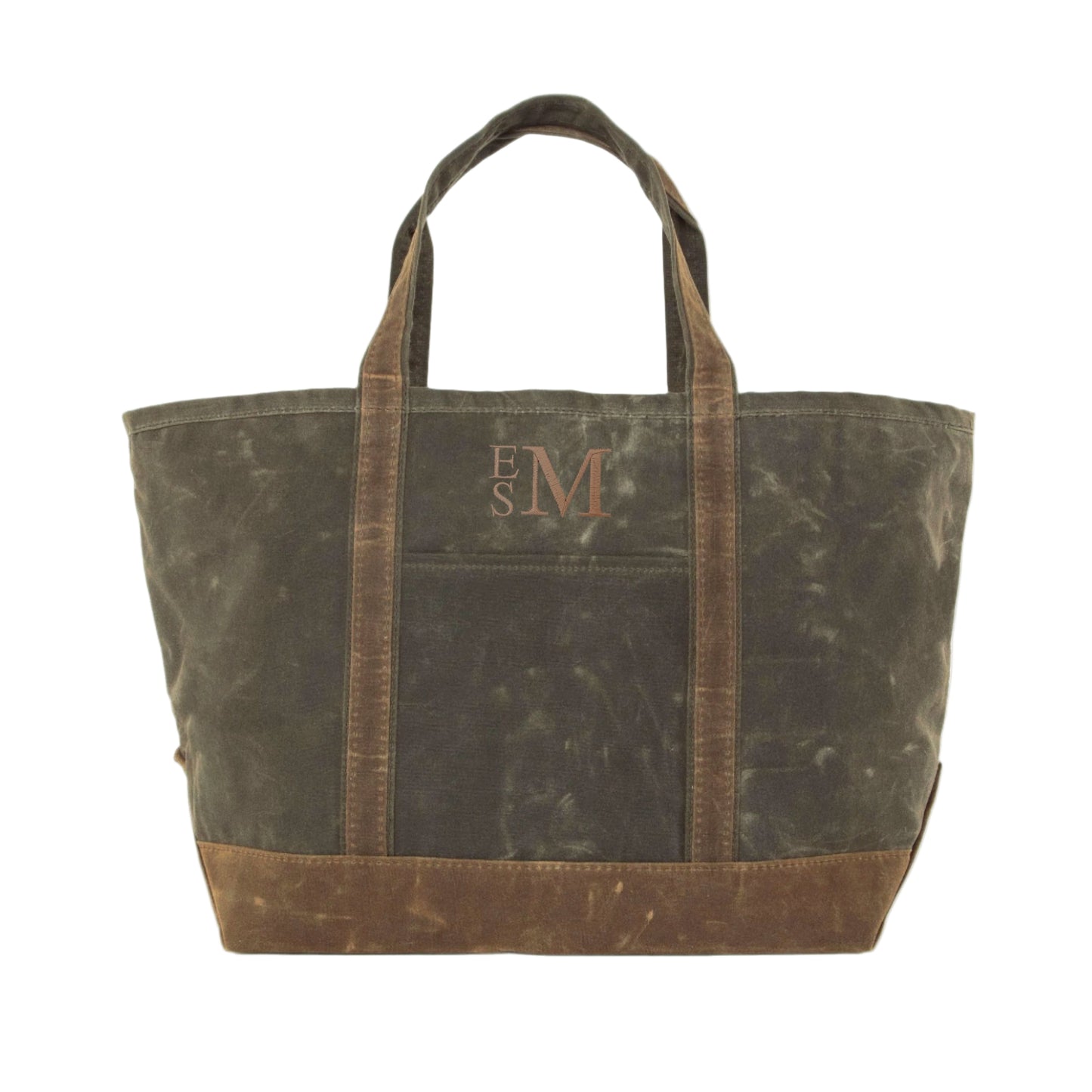 waxed canvas tote bag with embroidered monogram or name