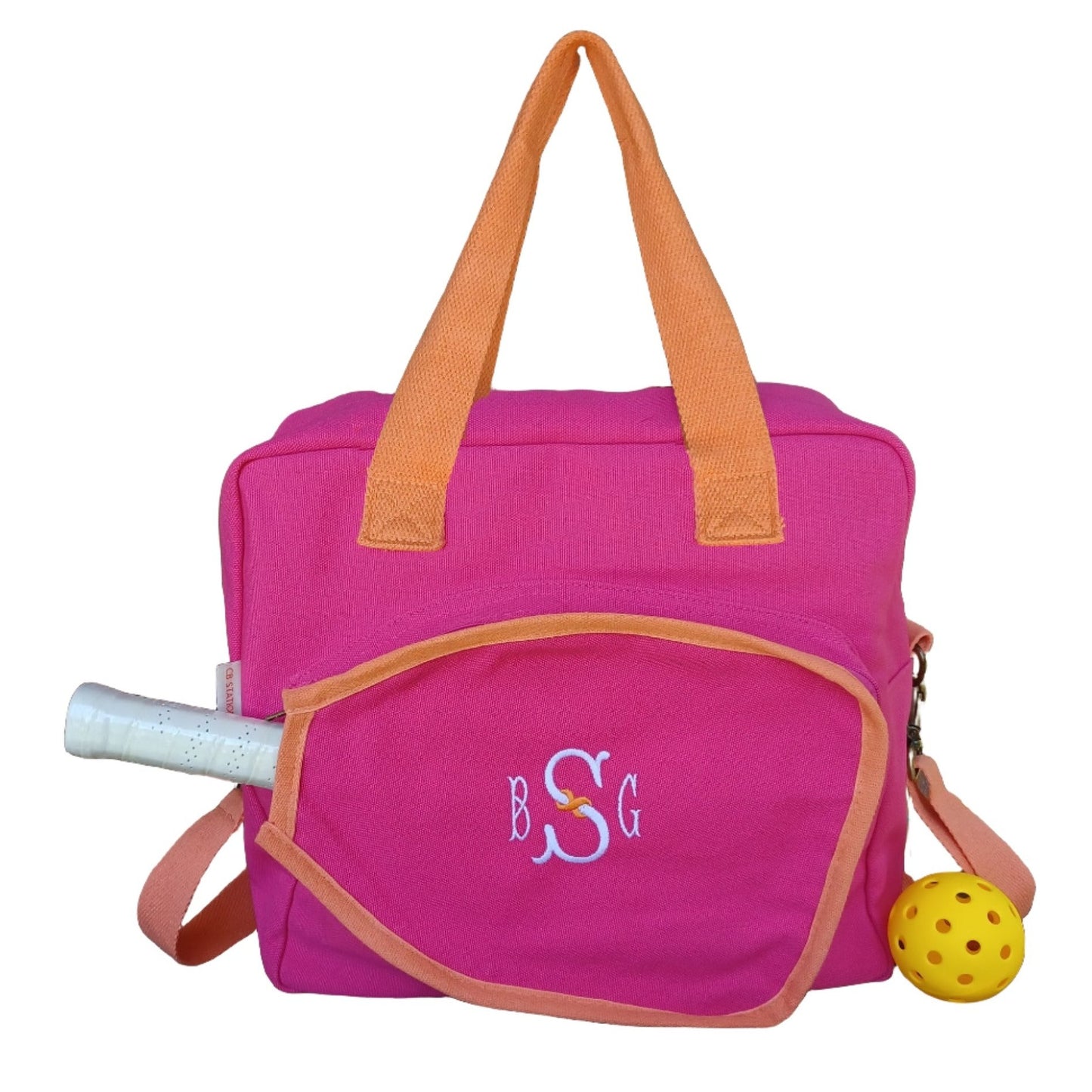 pink pickleball bag with monogram