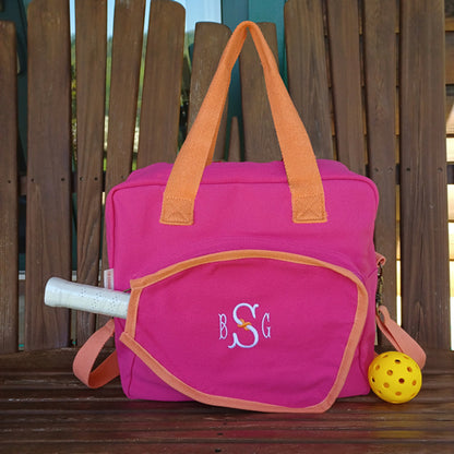 pink pickleball bag with monogram